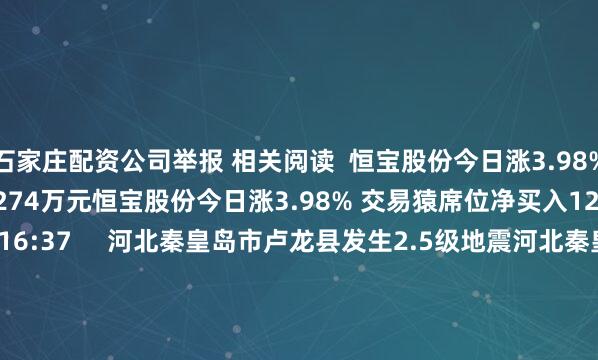 石家庄配资公司举报 相关阅读  恒宝股份今日涨3.98% 交易猿席位净买入1274万元恒宝股份今日涨3.98% 交易猿席位净买入1274万元    0  07-16 16:37     河北秦皇岛市卢龙县发生2.5级地震河北秦皇岛市卢龙县发生2.5级地震    93  06-02 17:47     上期所：调整黄金期货品种相关合约交易手续费上期所：调整黄金期货品种相关合约交易手续费    22